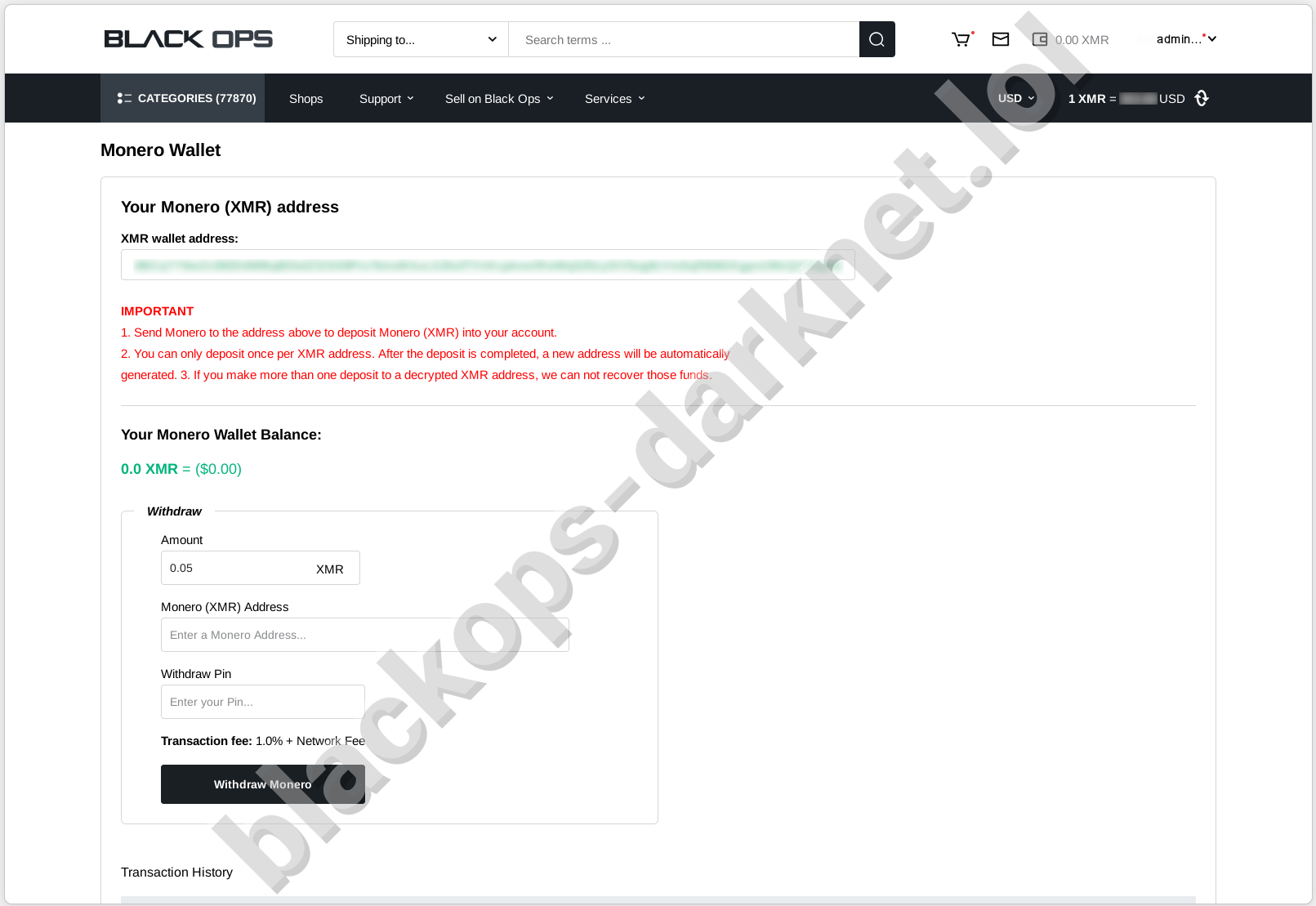 Blackops Integrated Monero Wallet